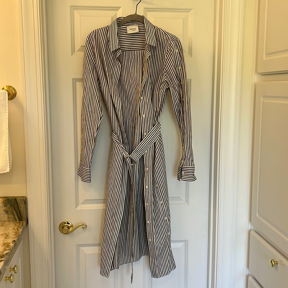Akris Punto, Green Pin Stripe, Button Up Dress
